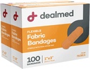 Dealmed sterile flexible Stoffklebebänder – 1x3 Zoll – 100/Box - 2 Boxen - Atmungsaktives First Aid Strip Pack - Soft Stretch Wound Patch für medizinische, Notfallkits & Clinic