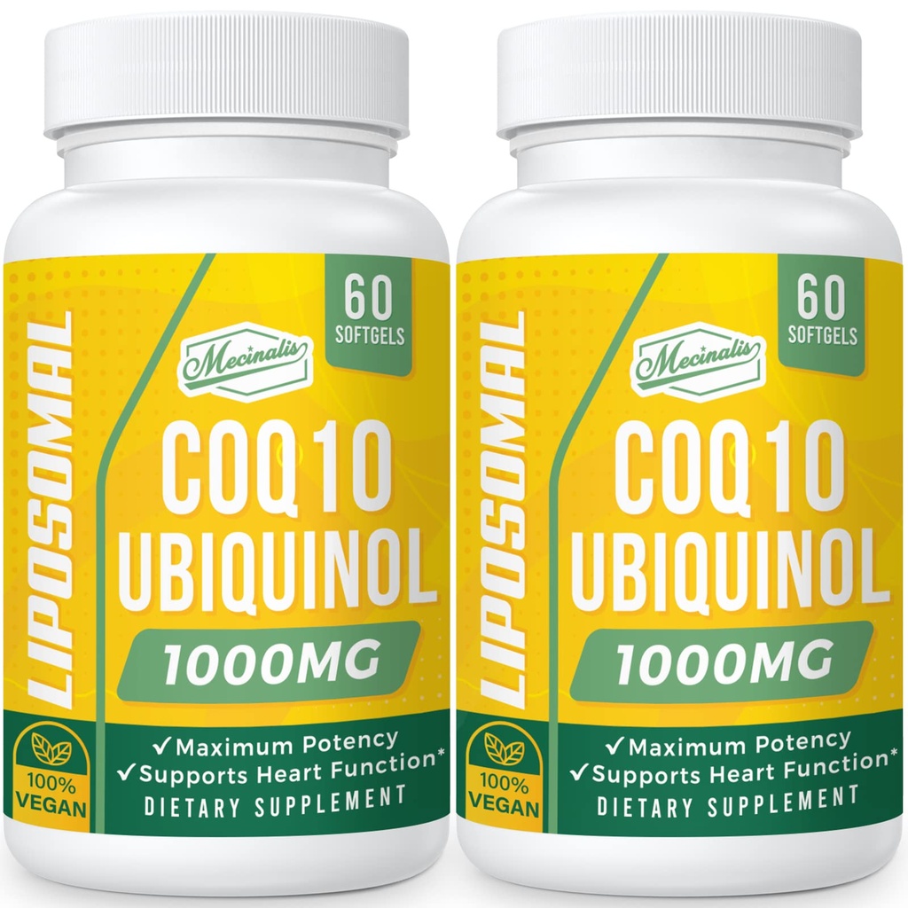 1000mg Liposomal CoQ10 Softgels | Migliore assorbimento CoQ10 Ubiquinol Supplemento | Funzione cardiaca e produzione di energia | Forma antiossidante attiva di Vegan Coenzyme Q10 | Non-GMO | 120 Softgels