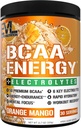 EVL BCAAs Aminosäuren Pulver - BCAA Energy Pre Workout Pulver für Muskel-Recovery Lean Wachstum und Endurance - Rehydrating Post Workout Recovery Drink mit 6 Schlüssel Elektrolyten - Orange Mango