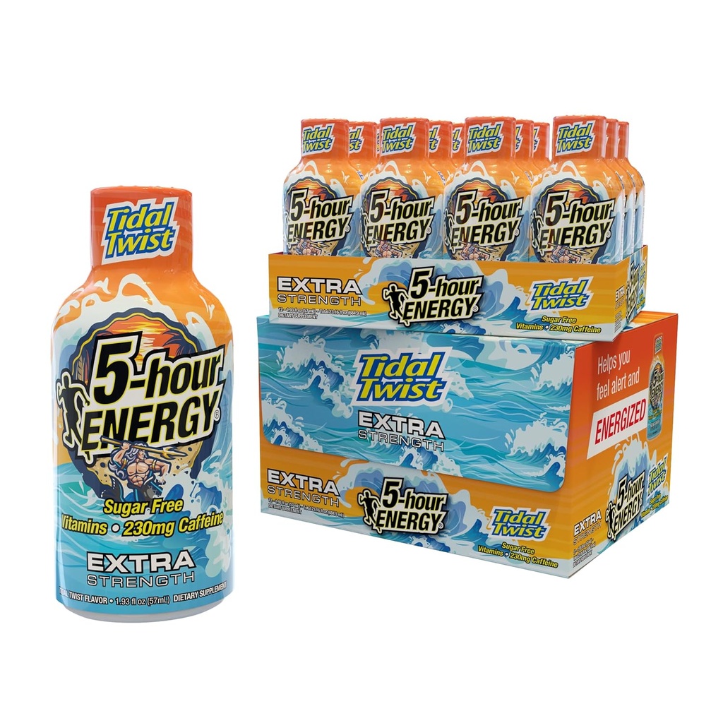 5-Hour Energy Extra Strength Shots Tidal Twist Flavor, 24 Count (1.93 fl oz)