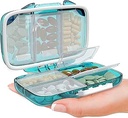 Travel Pill Organizer – Compact Medicine Kit for Purse, Portable Pharmacy Pill Box with Labels, Moisture-Proof Vitamin & Supplement Holder with 7 Secure Compartments for Home & Travel