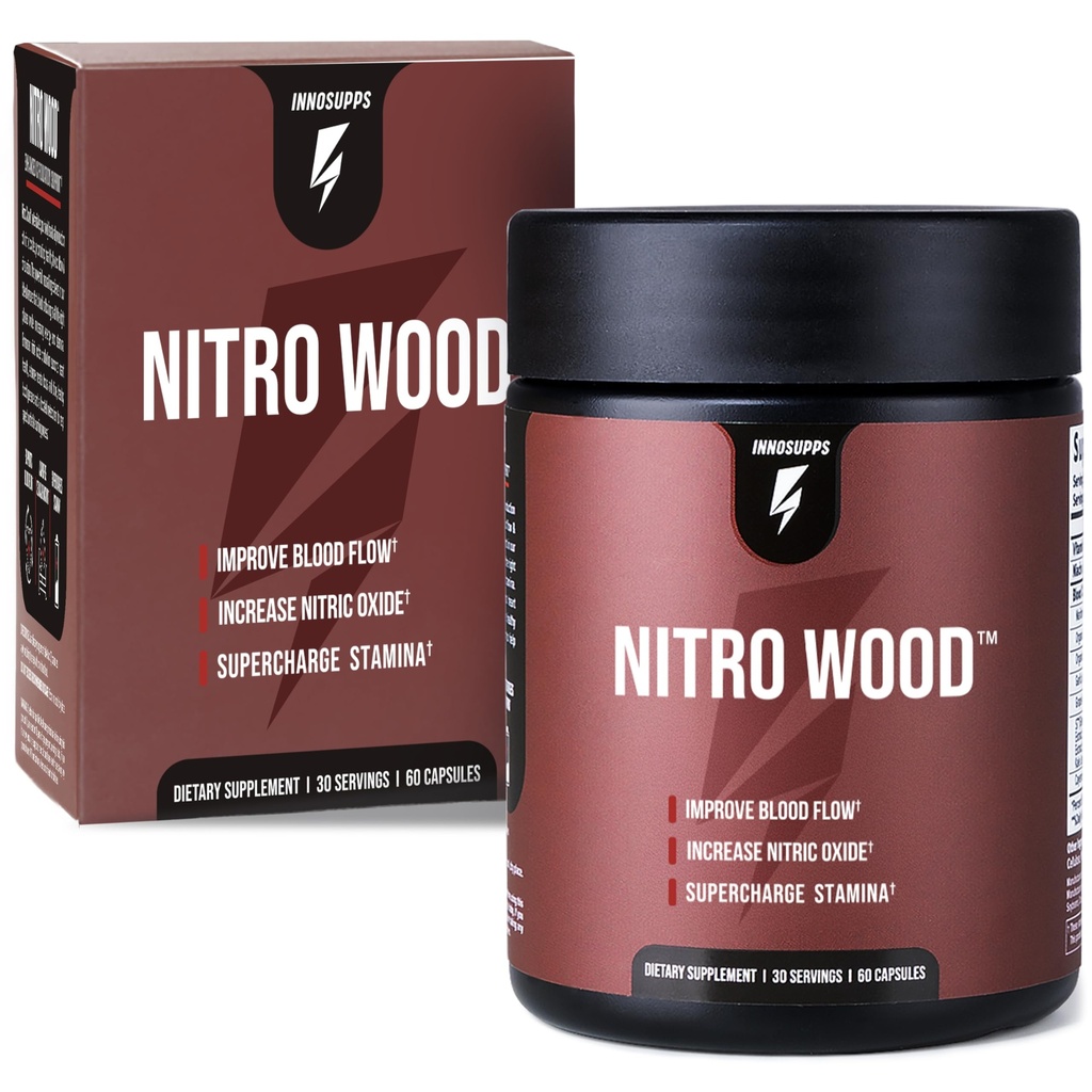 InnoSupps Nitro Wood - Unterstützt gesunden Blutfluss | Stickstoffoxid-Ergänzung | Natürliche Immununterstützung | (60 vegetarische Kapseln)