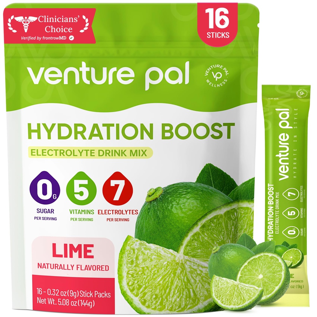 Venture Pal Powder Packets sans électrolyte de sucre - Liquid Daily IV Packets d'hydratation.