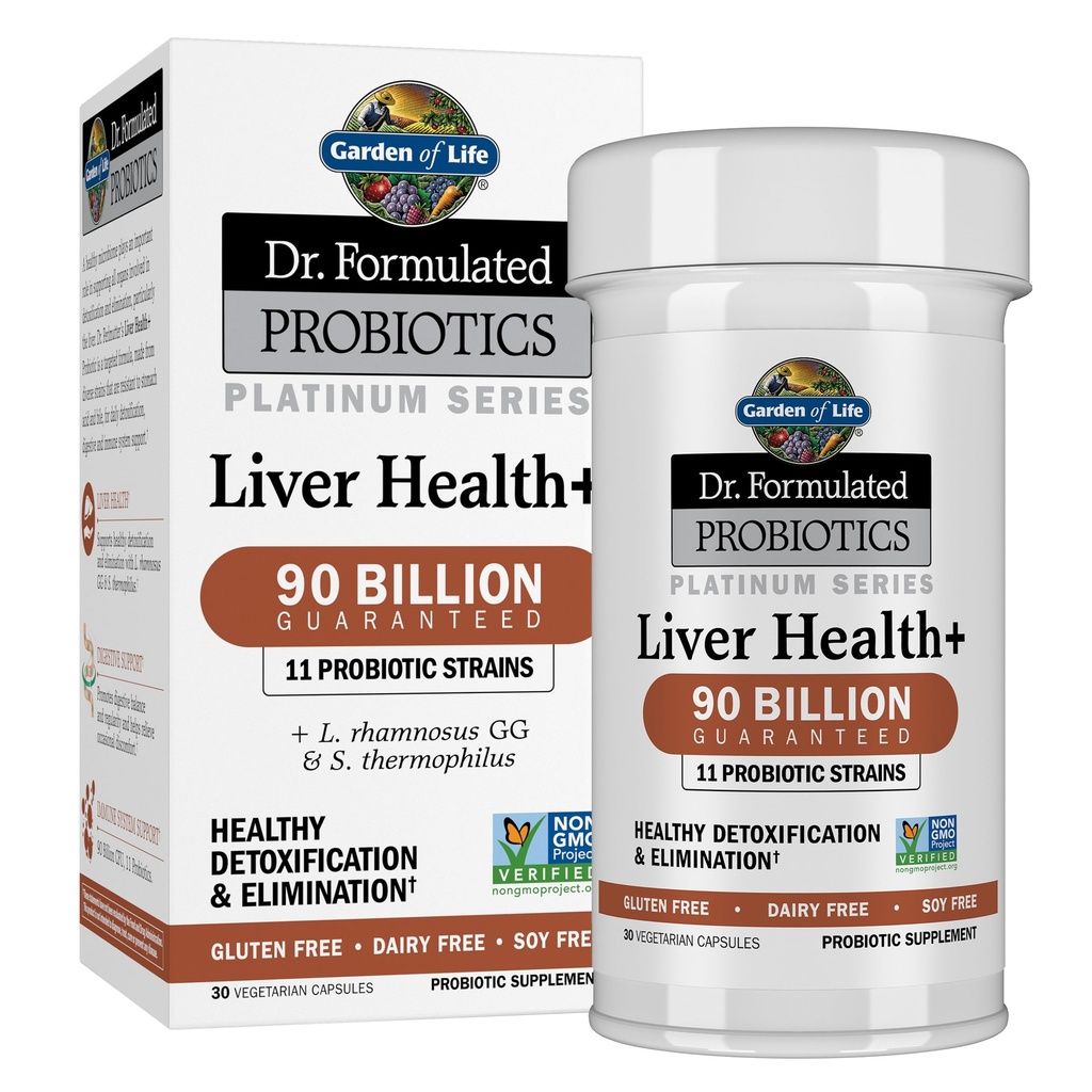 Garten des Lebens Dr. Formulierte Probiotika Platinum Series Liver Health+ 90 Billion CFU Garantiert, Ein Tag Probiotikum für gesunde Entgiftung und Elimination Unterstützung, Vegan, Glutenfrei, 30 Kapseln