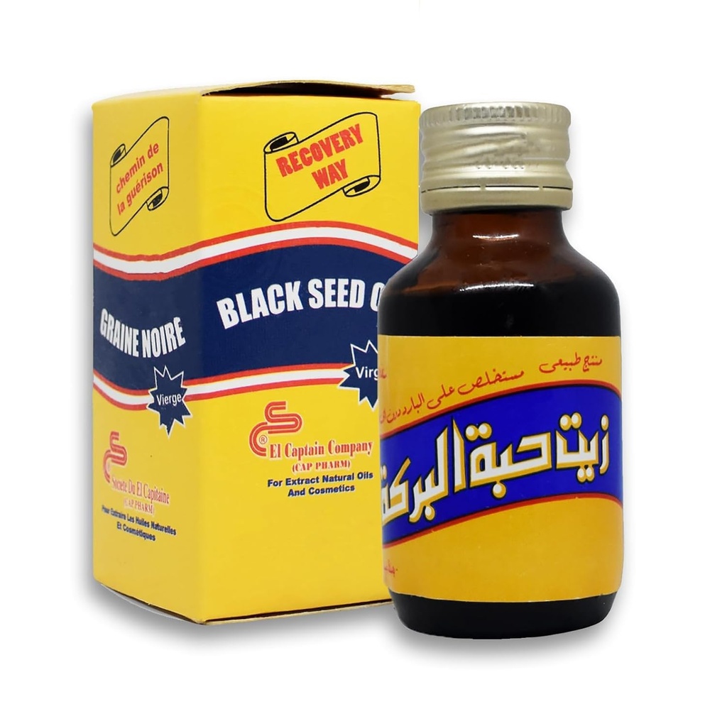 EGYPT EXPORT Pure Cold Pressed Black Seed Oil ElCaptain Al Captain Pure Natural Raw Nigella Sativa Halal (2.11 oz/60 ml)