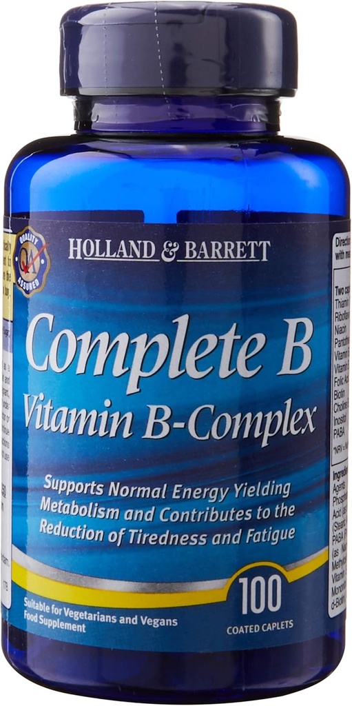 Completa B Vitamina B-Complex 100 Capelli Coperti facili da ingoiare