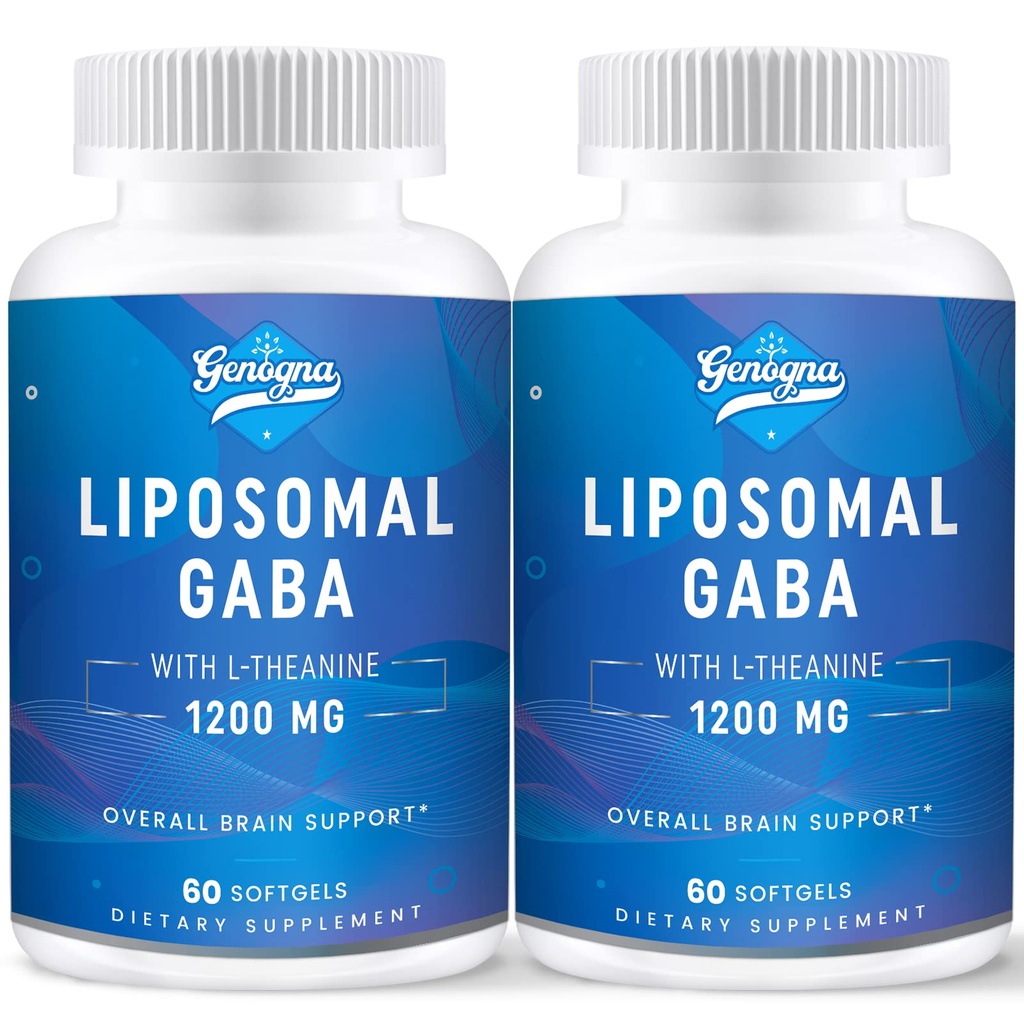 Liposomal GABA mit L-Theanine 1200mg - 2 Pack High Bioavailable GABA Supplements,120 Kapseln für Erwachsene