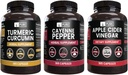 PURE ORIGINAL INGREDIENTI Pepe di Cayenne, curcumina di curcuma, sedano di aceto di mele (365 capsule)
