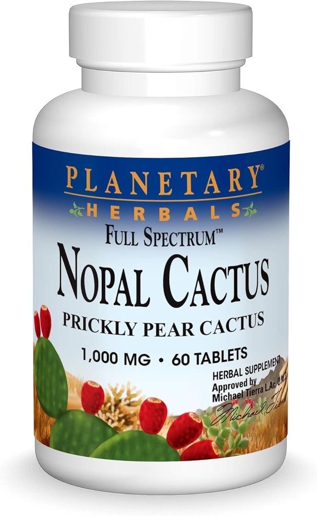 Herbes Planétaires Plein spectre Nopal Cactus 1000mg Prickly Pear Cactus Antioxydant - 100% naturel - 60 comprimés