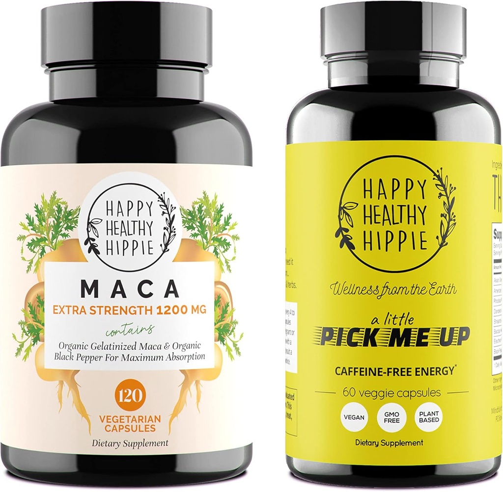 Happy Healthy Hippie Performance & Focus Bundle (2-Pack) - Maca biologique et un peu me ramasser