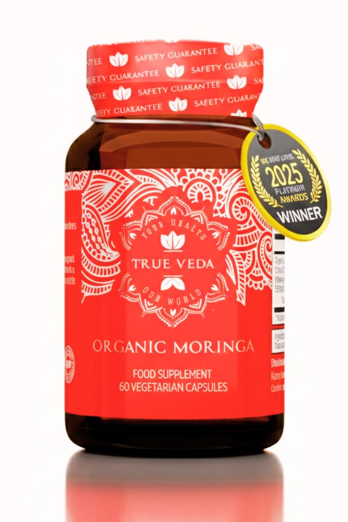 Organic Moringa Capsules Organic - Moringa Oleifera Capsules Complément naturel à base de plantes de Moringa Feuilles de Moringa Certifié USDA Organic.