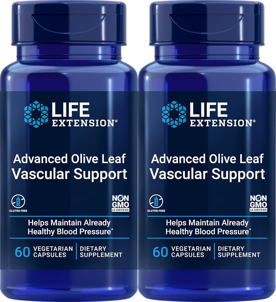 Sostegno vascolare avanzato delle foglie di oliva, 60 capsule vegetariane (pacchetto di 2)