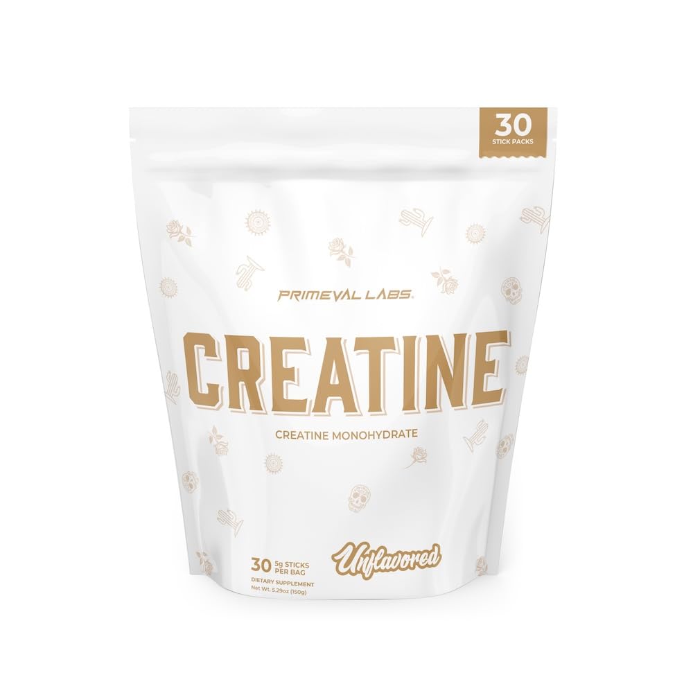 Primeval Labs Clean Creatine Monohydrate Powder | Polvere per la resistenza muscolare e il recupero | Supplemento di allenamento per gli uomini e le donne | Non aromaed | 30 Serve