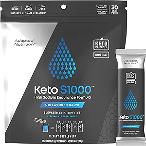 Keto S1000 Electrolyte Powder Packets.Keto et Paleo Friendly.Keto et Paleo No Sucre, Calories, Maltodextrine.
