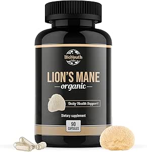 Organic Lions Mane Capsules Integratore alimentare Premium Organic Lions Mane Mushroom Extract | 90 Capsule