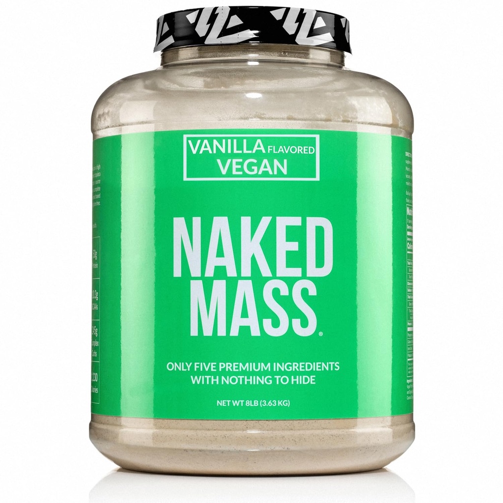 NAKED Vegan Mass - Vanilla Vegan Weight Gainer - 1.230 Calorie, Non OGM, Soy & Gluten Free, Nessun Ingredienti Artificiali - 8LB Bulk - 11 Serve