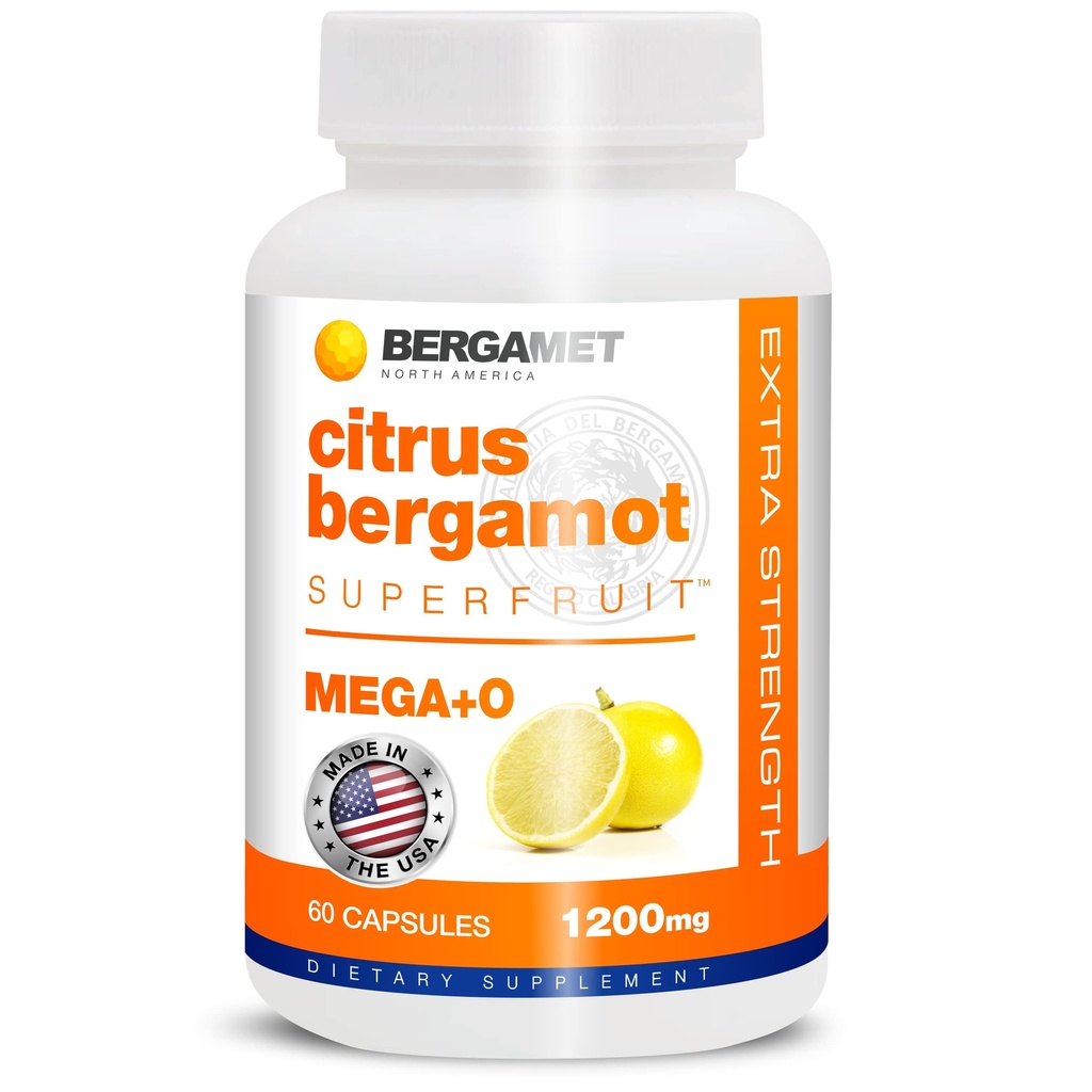 BergaMet Citrus Bergamot Supplemento, 170:1 Estratto, 1200mg, 80% Polifenoli, Citrus Bergamot Supplemento per Alto colesterolo, 60 Capsule, 1 Mese, Made in The USA