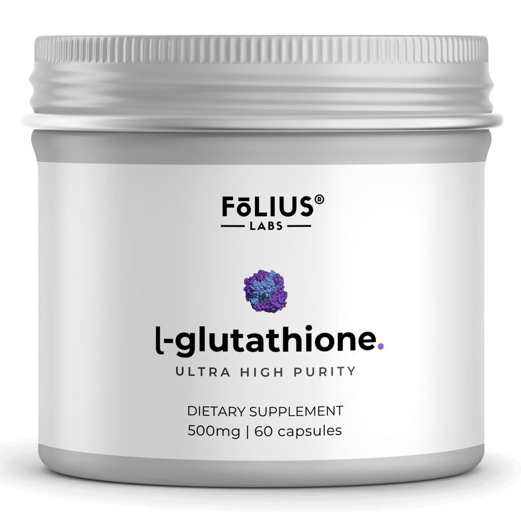 Supplément L-glutathion ultra-haute résistance 98% pour la peau Glowing - Suppléments collagènes pour les femmes et les hommes - 500mg Formule concentrée, Supplément L-glutathion réduit - 60 Capsules