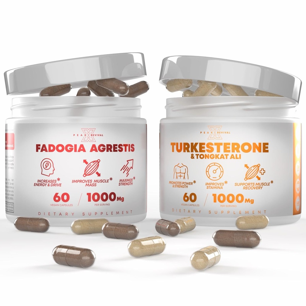 Turkesterone & Tongkat Ali Lean Muscle Growth & Recovery + Fadogia Agrestis Muscle Stack for Athletic Performance & Muscle Mass (60 capsule)
