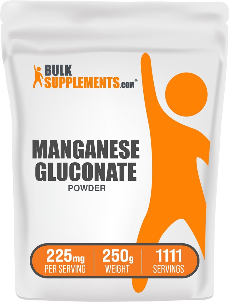 BulkSupplements.com Manganese Gluconate Powder - Manganese Supplement, Essential Trace Mineral - Hohe Absorption & Glutenfrei, 225mg pro Servierung, 250g (8.8 oz) (Pack von 1)