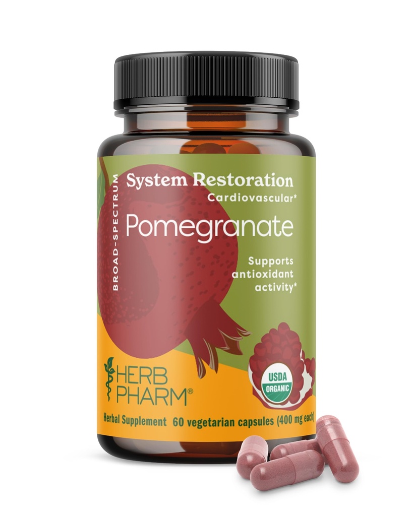 Herb Pharm Capsules de grenades biologiques USDA pour le soutien de la santé cardiaque.