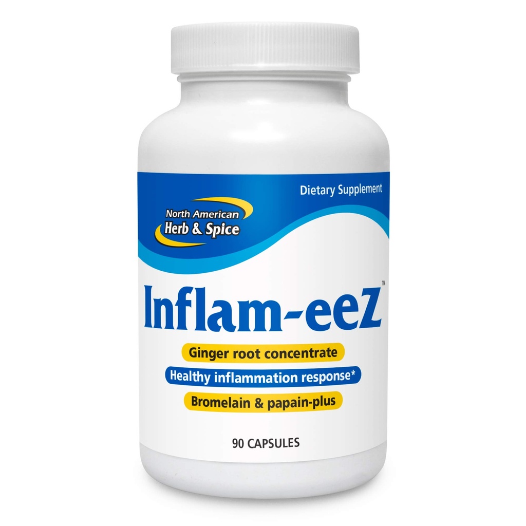 NORTH AMERICAN HERB & SPICE Inflam-EEZ - 90 capsules - Soutient une réponse immunitaire et inflammatoire saine - Racine de gingembre, baies Camu, bromelain et Papain Plus - Non-OGM - 45 portions totales