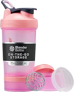 Bouteille de mélangeur de beurre avec organisateur de pilules et stockage pour poudre de protéines, Classic V2 ProStak System, 22-Ounce, rose