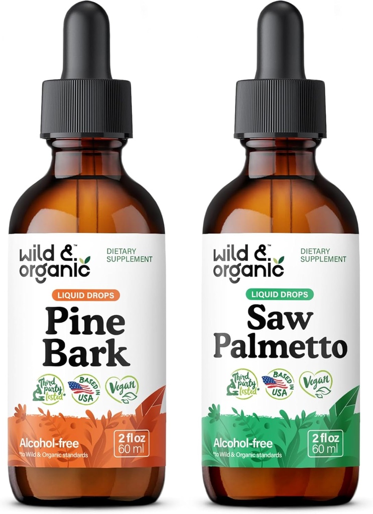 Wild & Organic Pine Bark Tinkture 2 fl oz & Saw Palmetto Tinktur 2 fl oz