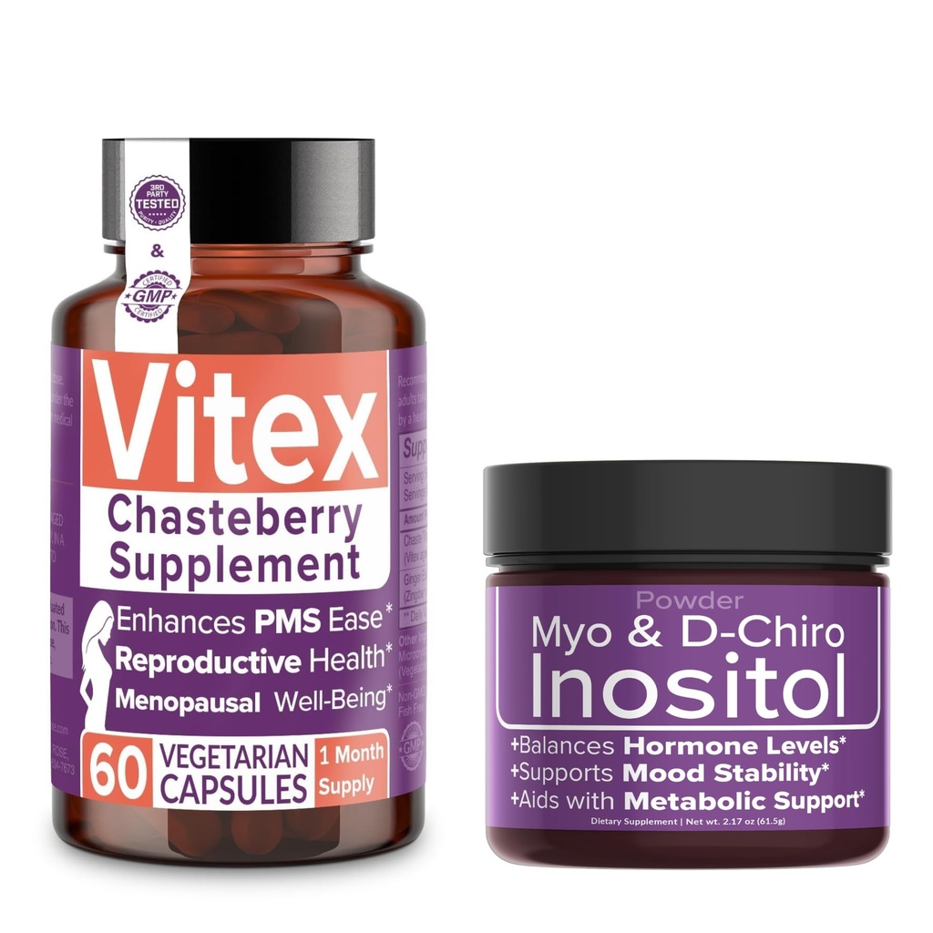 Intimate Rose Sparen 10% auf Hormonal Balance & Reproductive Wellness Bundle – Vitex Chasteberry Supplement + Myo & D-Chiro Inositol Pulver für PCOS & Menstrual Support