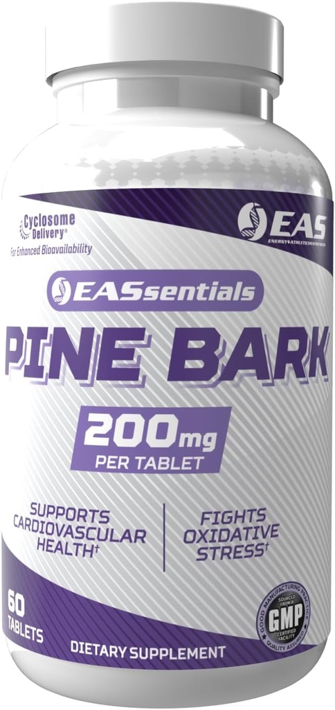 EAS Experimentelle und Angewandte Wissenschaften Pine Bark 200mg | Boost Antioxidante Fähigkeiten, Unterstützung Immunsystem, Verbesserung Training Erholung | Bessere Absorption mit Cyclosome Delivery | 60 Tabletten