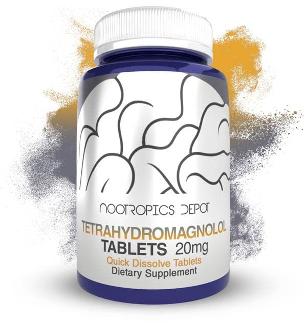 Nootropics Depot Tetrahydromagnol schnell lösen Tabletten | 20mg | Magnolia officinalis | Gesunde Entzündungsreaktion, Stimmung, & Gastrointestinale Unterstützung | 60 Count