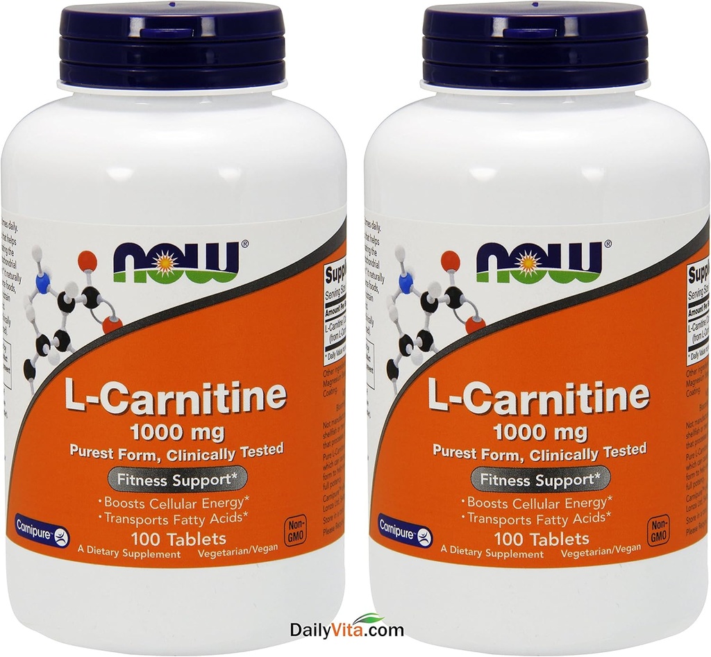 JETZT Lebensmittel L- Carnitin Tartrat 1000mg, 100 Tabletten (Pack von 2)