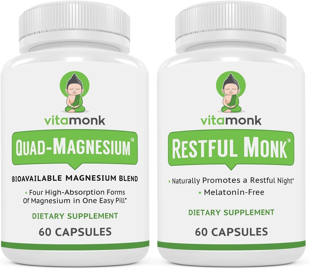 Sleep & Relaxation Bundle: VitaMonk Melatonin-Free Sleep Aid + Quad Magnesium Blend