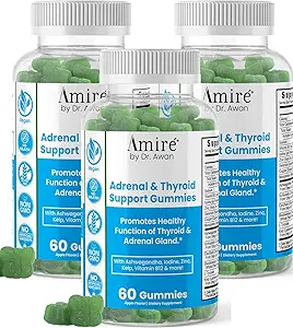 Amire del Dr. Awan Thyroid Support Gummies, promuove la funzione sana di tiroide, Kelp, Selenium & Ashwagandha per migliorare l'energia, l'immunità, il metabolismo, 180ct, rifornimento di 90day