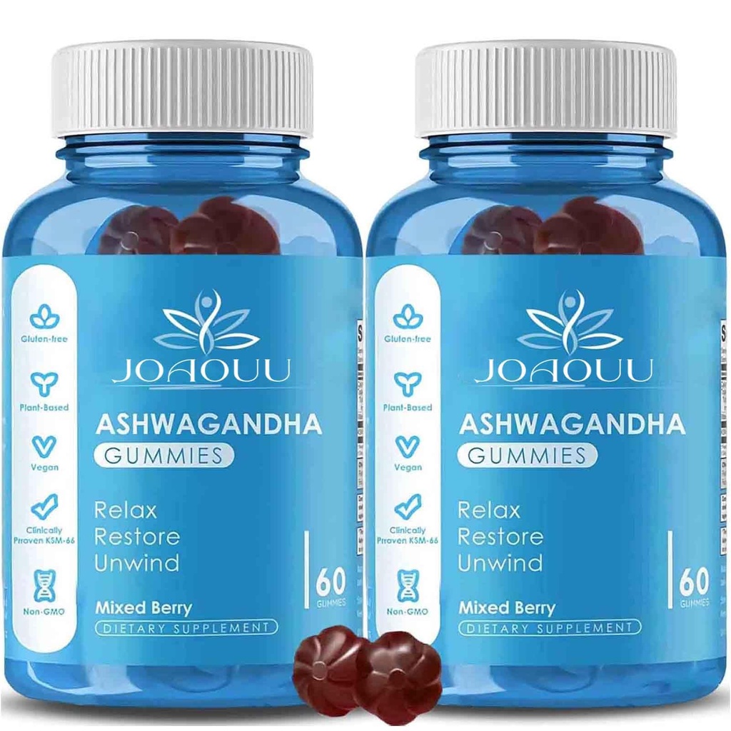 (120 Conte) Ashwagandha Gummies KSM-66 - Bacca mista, Vegan, Basato sulle piante, Non OGM, Gluten-Free & Gelatin Free Relax, Integratore di estratto di radice di Ashwa organico per il supporto immunitario