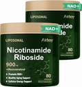 Airboy Liposomal Nicotinamide Riboside 900 mg, supplément NAD avec resvératrol, NMN Alternative NAD Booster Support Anti-Age, Énergie, Focus - 80 Capsulesx 2 Pack