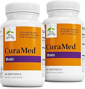 Terry Naturally CuraMed Brain - Integratore alimentare per il supporto Clarity & Focus - Integratore di salute del cervello con Curcumina e Olio Esssenziali Turmeri per la concentrazione degli aiuti - 60 Softgels (2 Pack)