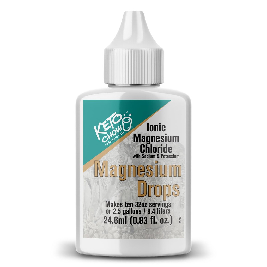 Keto Chow Ionic Magnesium Chloride Supplement Drops | Fornisce Magnesio, Eletrolytes & Trace Minerals Il corpo ha bisogno | Sorgente da Utah's Great Salt Lake | On The Go Container | 24ml Pocket Flask
