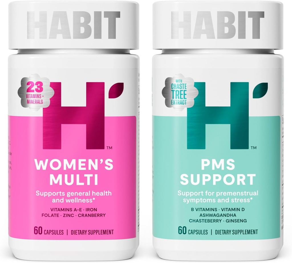 Habit in Sync Bundle - Women's Multi (60 Kapseln) + PMS Support Supplement (60 Kapseln), Unterstützt allgemeine Gesundheit & Wellness, fördert eine gesunde Stimmung, Non GMO