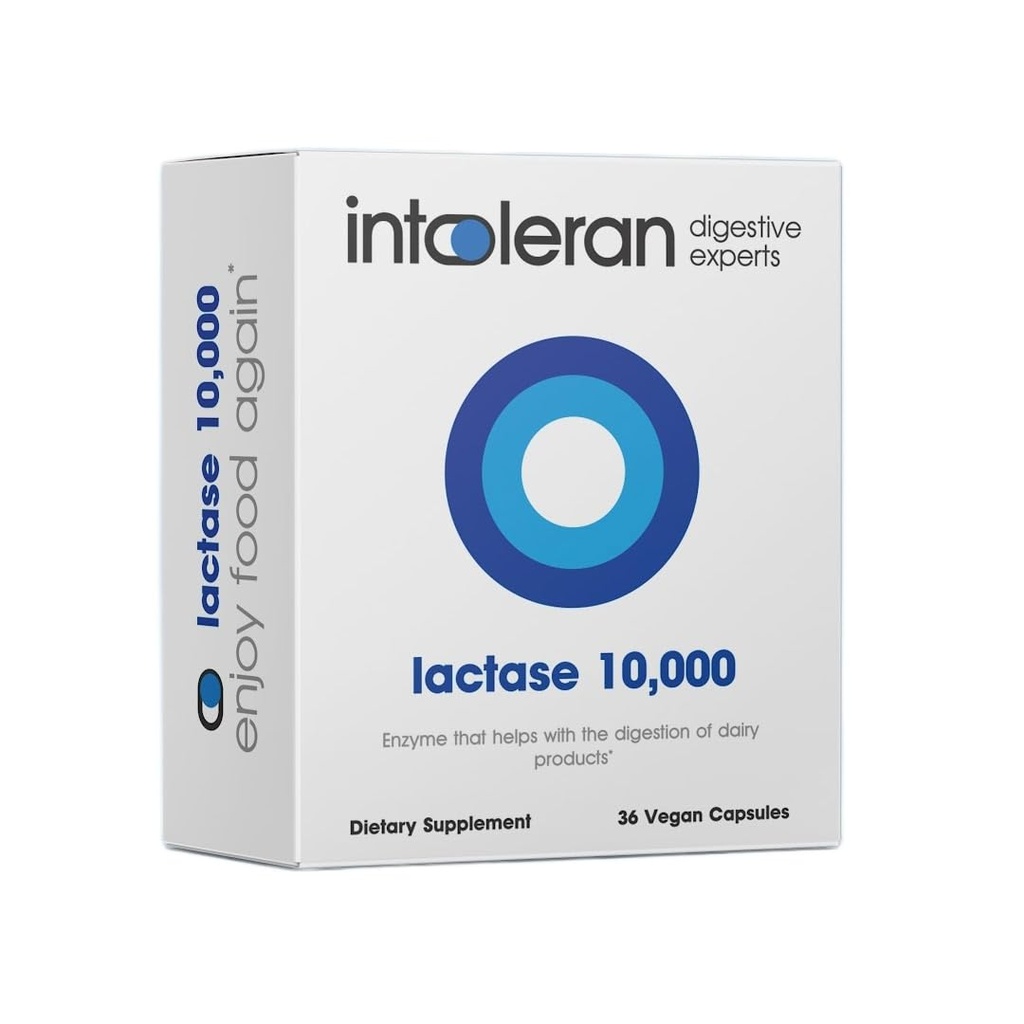 Intoléran Lactase 10 000 Enzymes digestifs - 36 capsules Supplément pour l'intolérance à la lactose Lactase Enzyme qui aide à digérer Produits laitiers et lactose