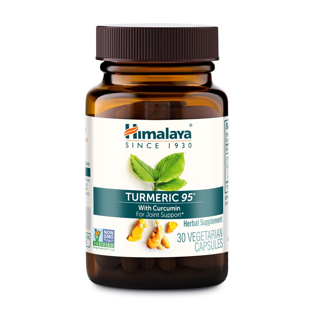Himalaya Turmeric 95 - Integratore a base di erbe con curcumina erborea per il supporto e la mobilità congiunta, 95% Curcuminoidi - Vegan, Non OGM, Gluten Free, 600 mg, 30 capsule