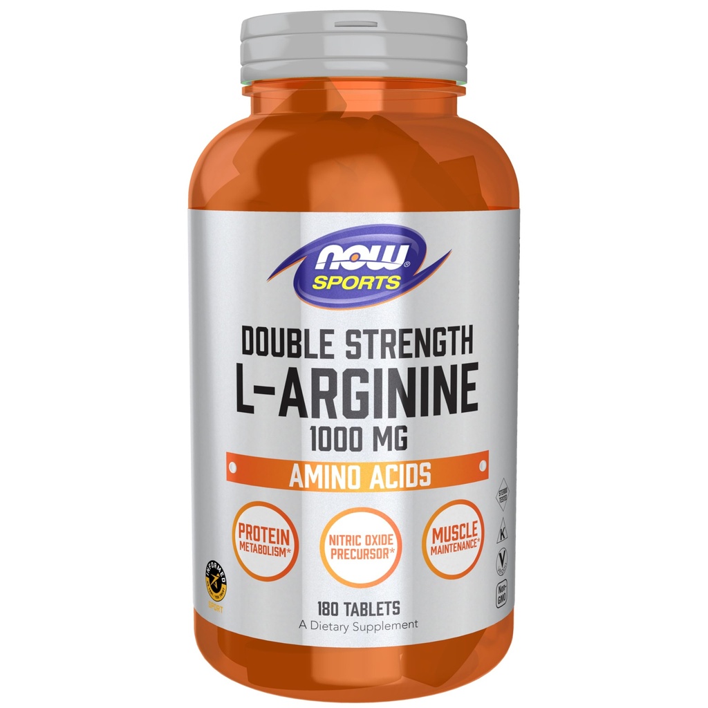 Maintenant Aliments Sports Nutrition, L-Arginine Double Strength 1000mg, Précurseur d'oxyde nitrique, Acides aminés, 180 comprimés