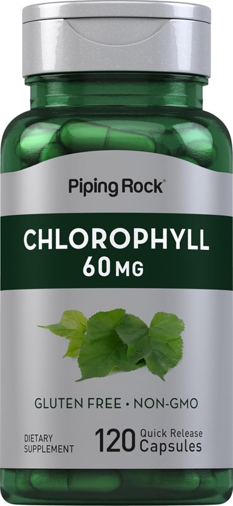 Piping Rock Chlorophyll Kapseln | 60 mg | 120 Pillen | Beilage für Frauen und Männer | von Mulberry Leaf | Non-GMO, Glutenfrei