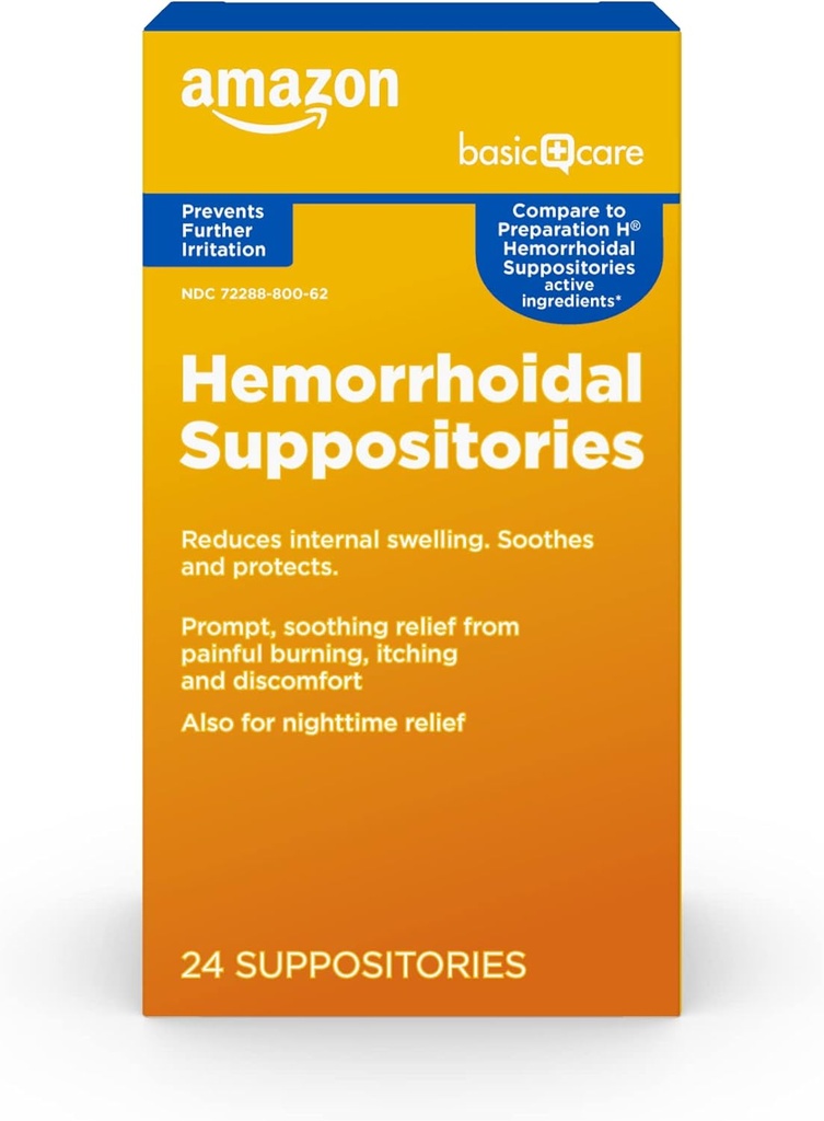 Soins de base Hypothèses hémorroïdales, soulagement de la brûlure, des démangeaisons et du malaise des hémorroïdes, 24 comtes