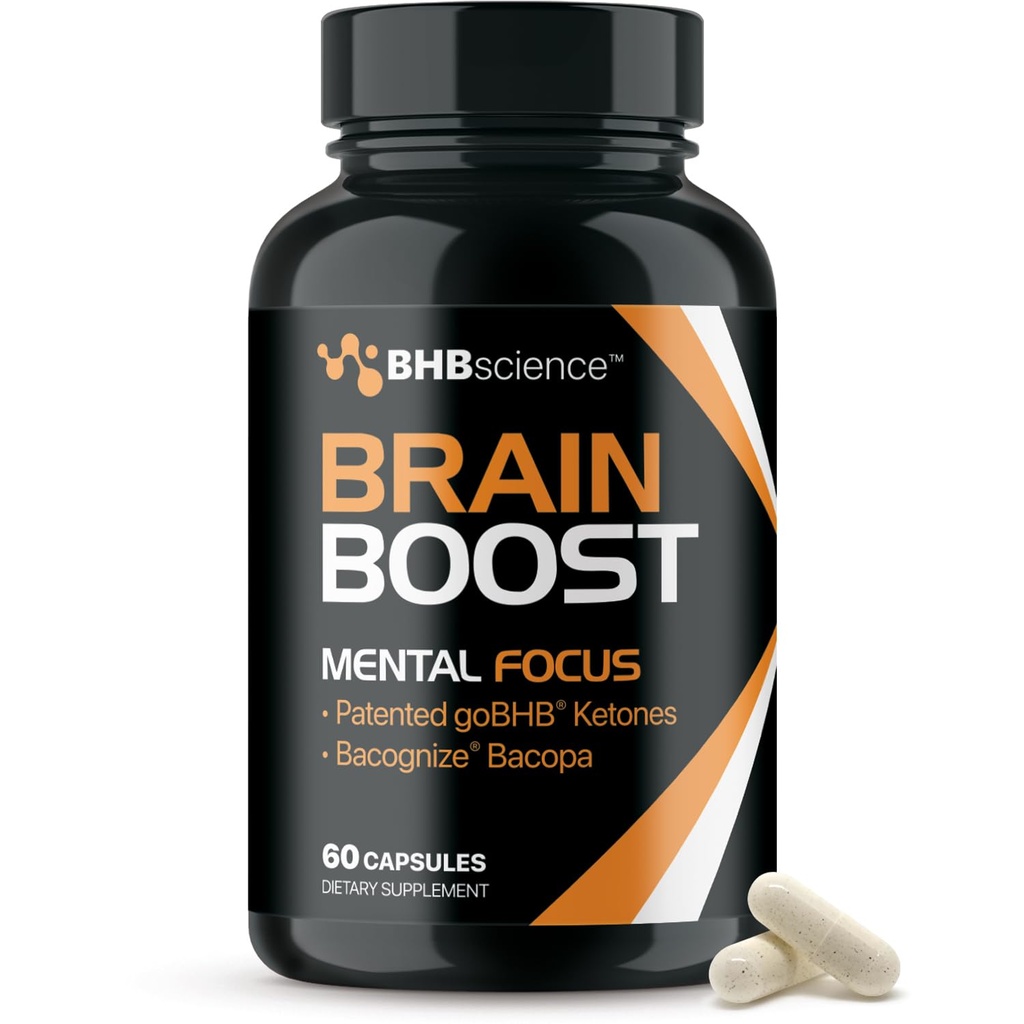Brain Booster Supplement for Focus - Klinisch validierte Nootropika Brain Support Supplement mit Bacopa Monnieri Extrakt & Patentierte goBHB für kognitive Unterstützung - 3rd Party Tested (30 Portionen)