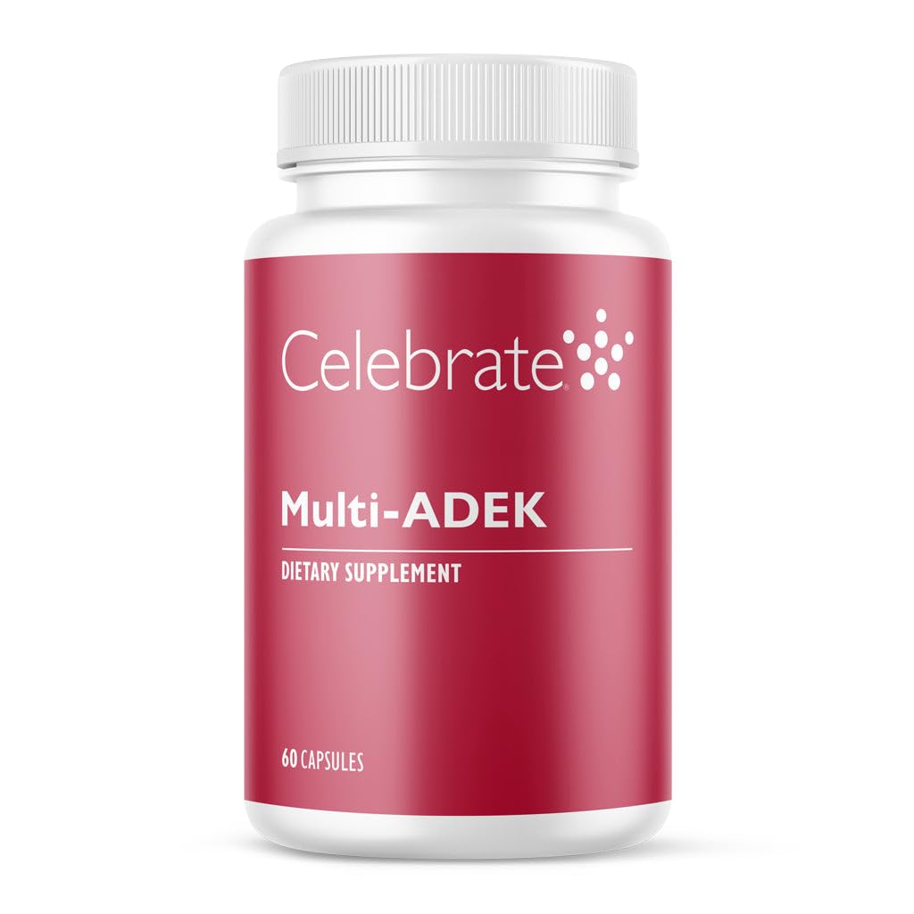 Célébrez les vitamines Multi ADEK, sans fer – Multivitamine bariatrique quotidienne, haut niveau de vitamines A, D, E, K & B12 pour les patients en chirurgie duodénale (60 capsules)