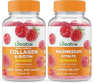 Collage Lifeable & Biotin + Magnesio, Gummies Bundle - Grande Degustazione, Integratore di vitamina, Senza glutine, OGM Free, Masticabile