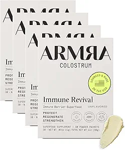 ARMRA ColostrumTM Polvere Premium, erba Fed, Gut salute Bloating Immunity Skin & Hair, contiene 400+ Nutrienti Bioattivi, Keto, Gluten & Fat Free (Bundle non aromatizzato | 120 Servings)