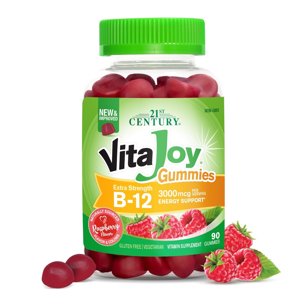 21st Century VitaJoy Extrastärke B-12 3000 mcg Gummi, Raspberry, 90 Count