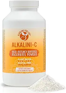 Alkalini-C Supplément en poudre de vitamine C, Potent naturel L-Ascorbate Vit C Poudre 1500mg, sans maïs VIT C non-OGM, vitamine C buvée Absorption améliorée, 100% forme pure, supplément de soutien immunitaire 16oz